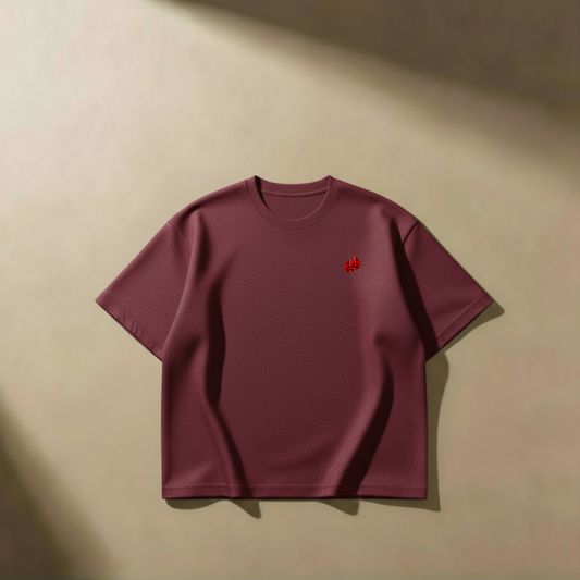 🍷 Crimson Code – Carmine Maroon Oversized Tee