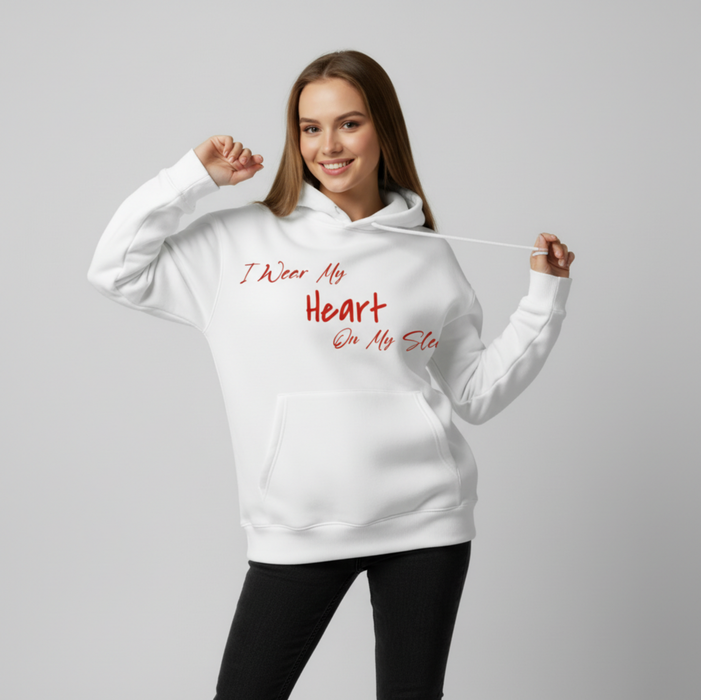 Heart on My Sleeve – Oversized Hoodie (White)