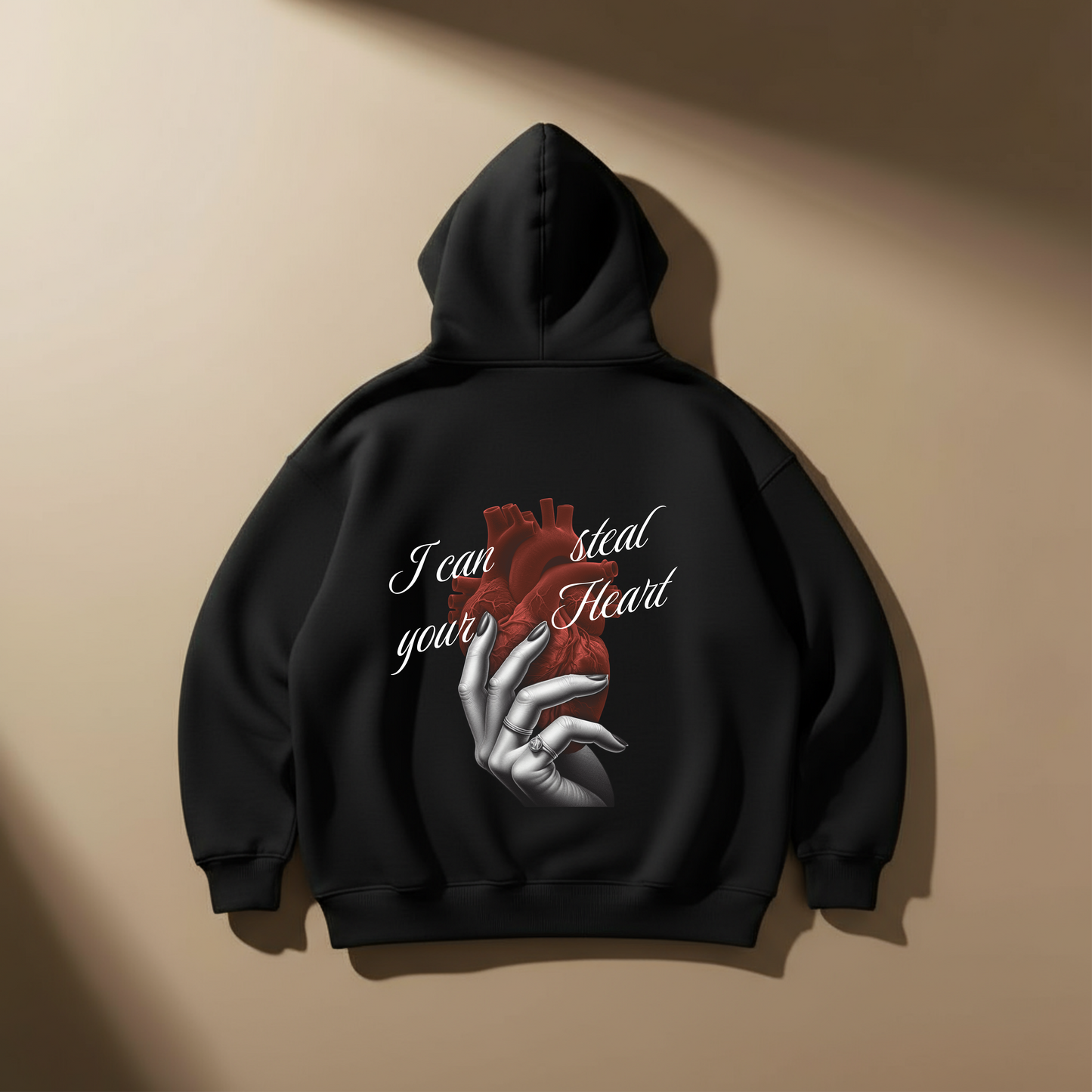 Heart Heist Hoodie – Black Oversized