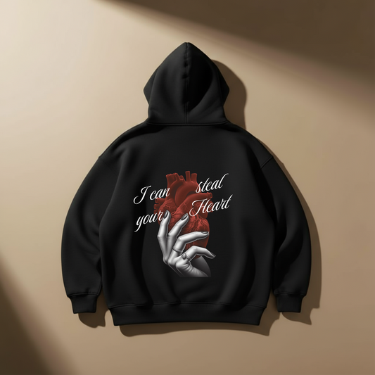 Heart Heist Hoodie – Black Oversized