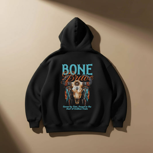 Bone Brave – Oversized Black Hoodie